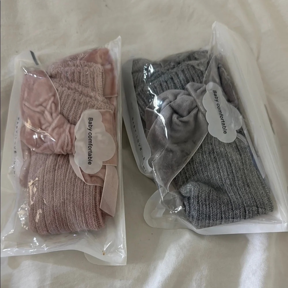 Cozy Baby Knee‎ High Sock Set - Pink and Gray